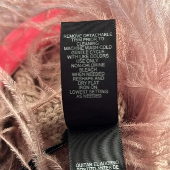 Bison Bisou sweater vest pink Feathered Knitted Cardigan size large sleeveless - Picture 10 of 10